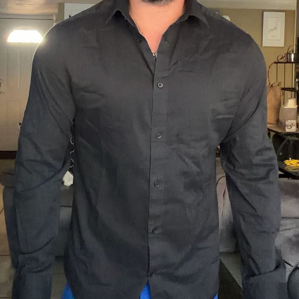 H&M Slim Fit Easy Iron Button Down Shirt Black Size L