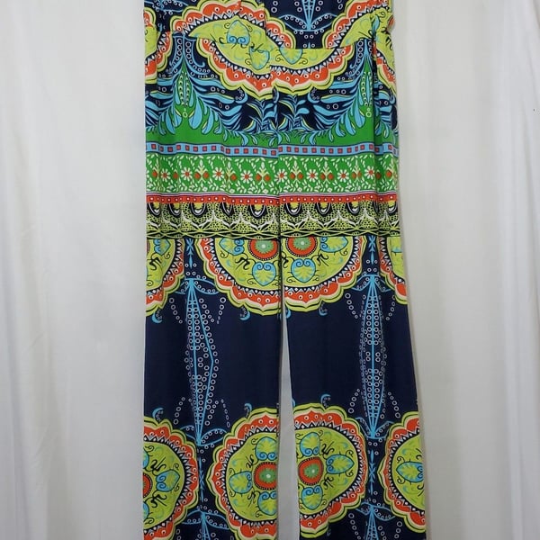 Vicabo Women's Size M Multi-Color Paisley Print Wide Leg Palazzo Pants