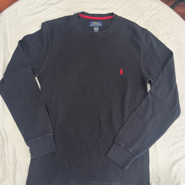 Polo Ralph Lauren Men's Thermal Sleepwear Long Sleeve Shirt Black Size M