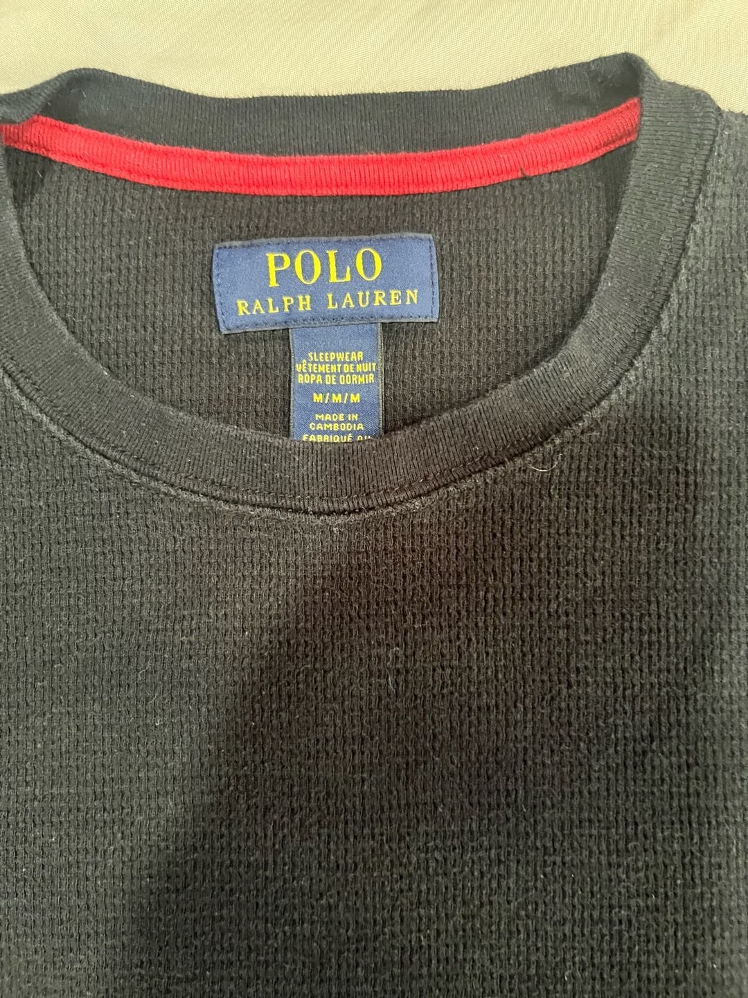 Polo Ralph Lauren Men's Thermal Sleepwear Long Sleeve Shirt Black Size M 3
