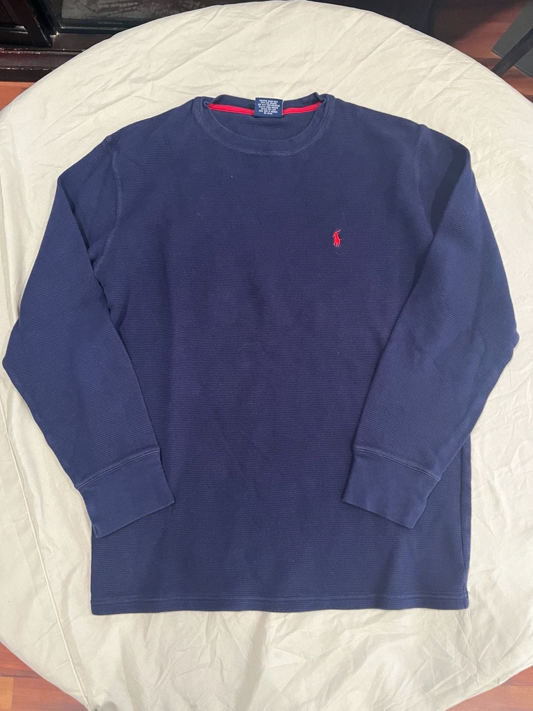 Polo Ralph Lauren Sleepwear Waffle Knit Long Sleeve Shirt Navy Blue Size L 1