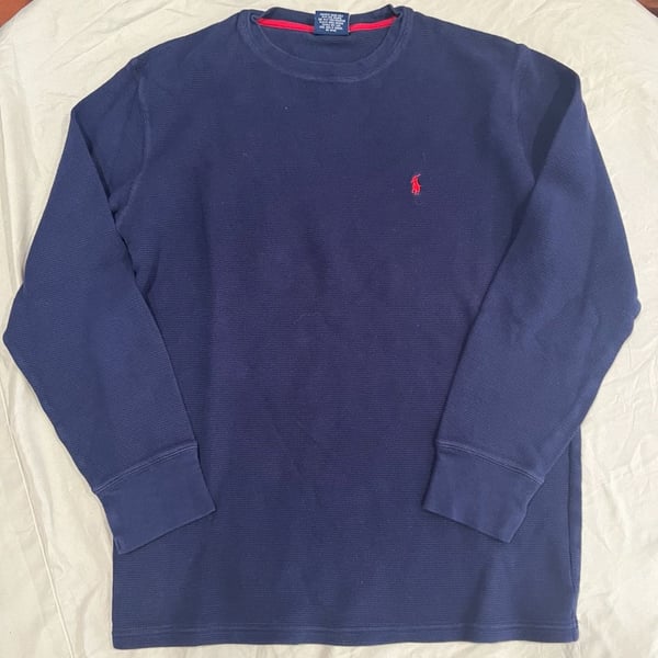 Polo Ralph Lauren Sleepwear Waffle Knit Long Sleeve Shirt Navy Blue Size L