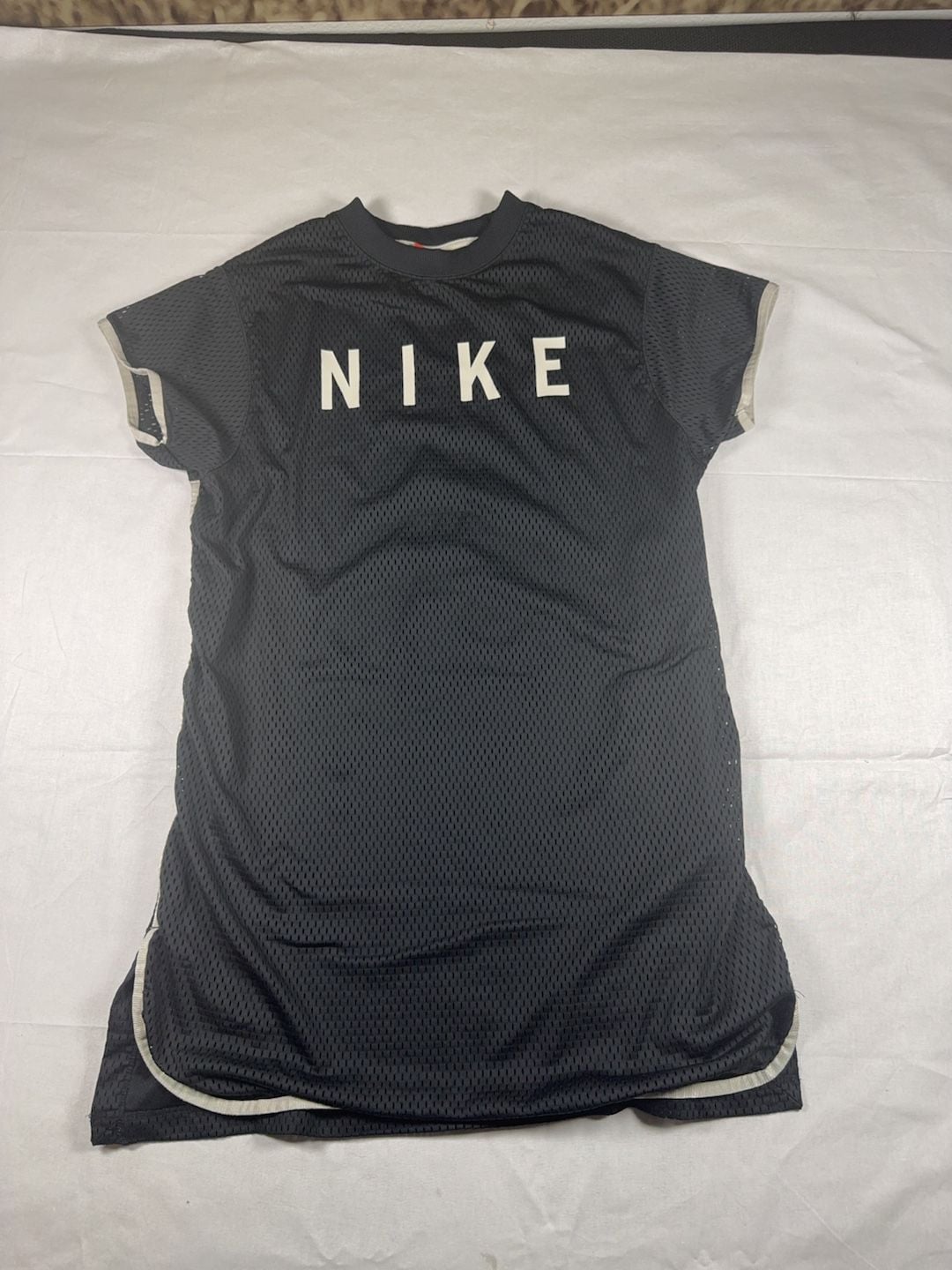 Nike Women's Sportswear Mesh Short Sleeve T-Shirt Dress - Black/Light Bone 2