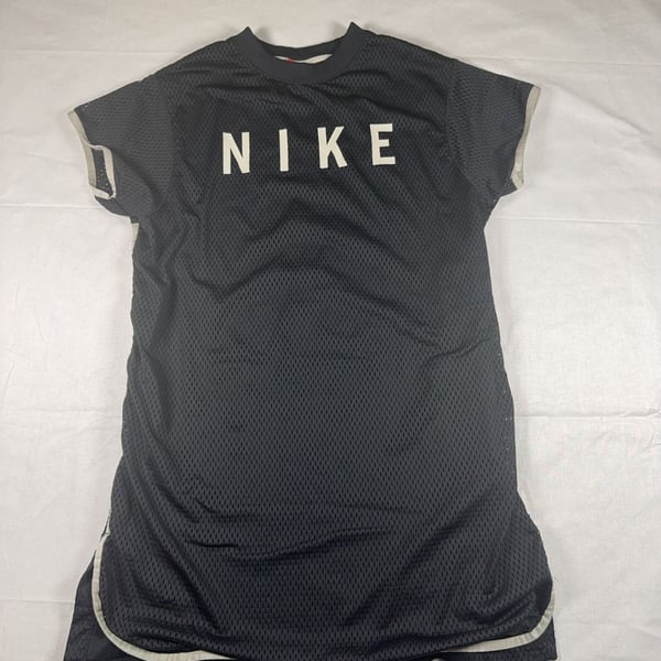 Nike Women's Sportswear Mesh Short Sleeve T-Shirt Dress - Black/Light Bone