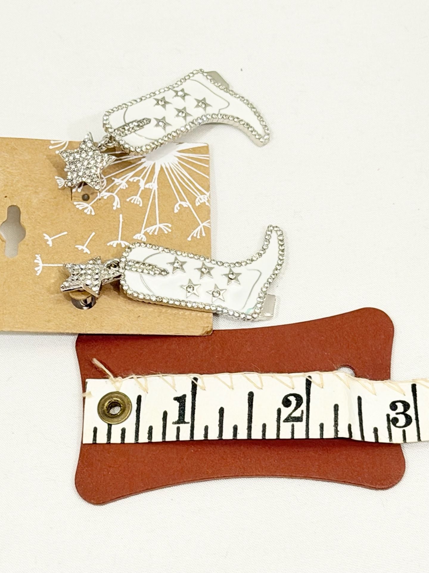 Idyllwind Western Themed White Rhinestone Cowboy Boot Star Earrings 4