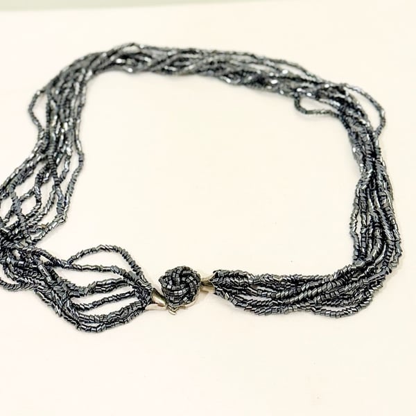 Vintage 8-Strand Seed Bead Statement Necklace