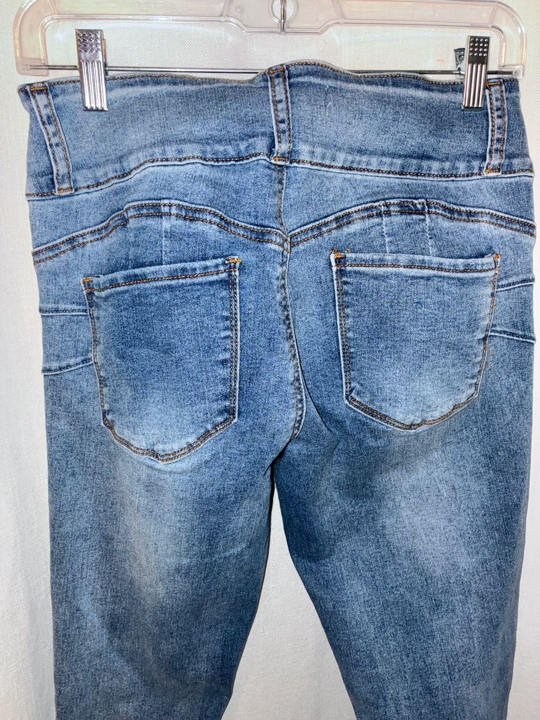 Gogo Jeans Women's Distressed High-Rise Triple Button Skinny Jeans Size 11/30 7