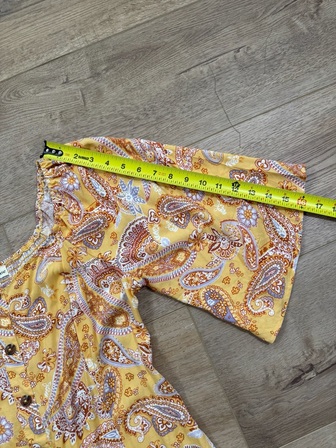 Indigo Rose Yellow Paisley Button-Front Boho Dress Size Large 8