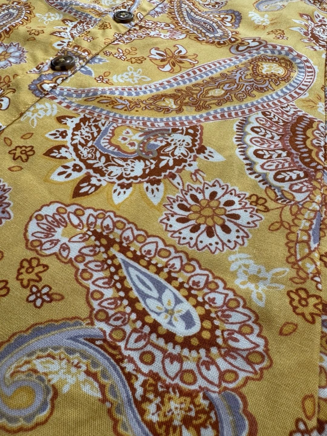 Indigo Rose Yellow Paisley Button-Front Boho Dress Size Large 11