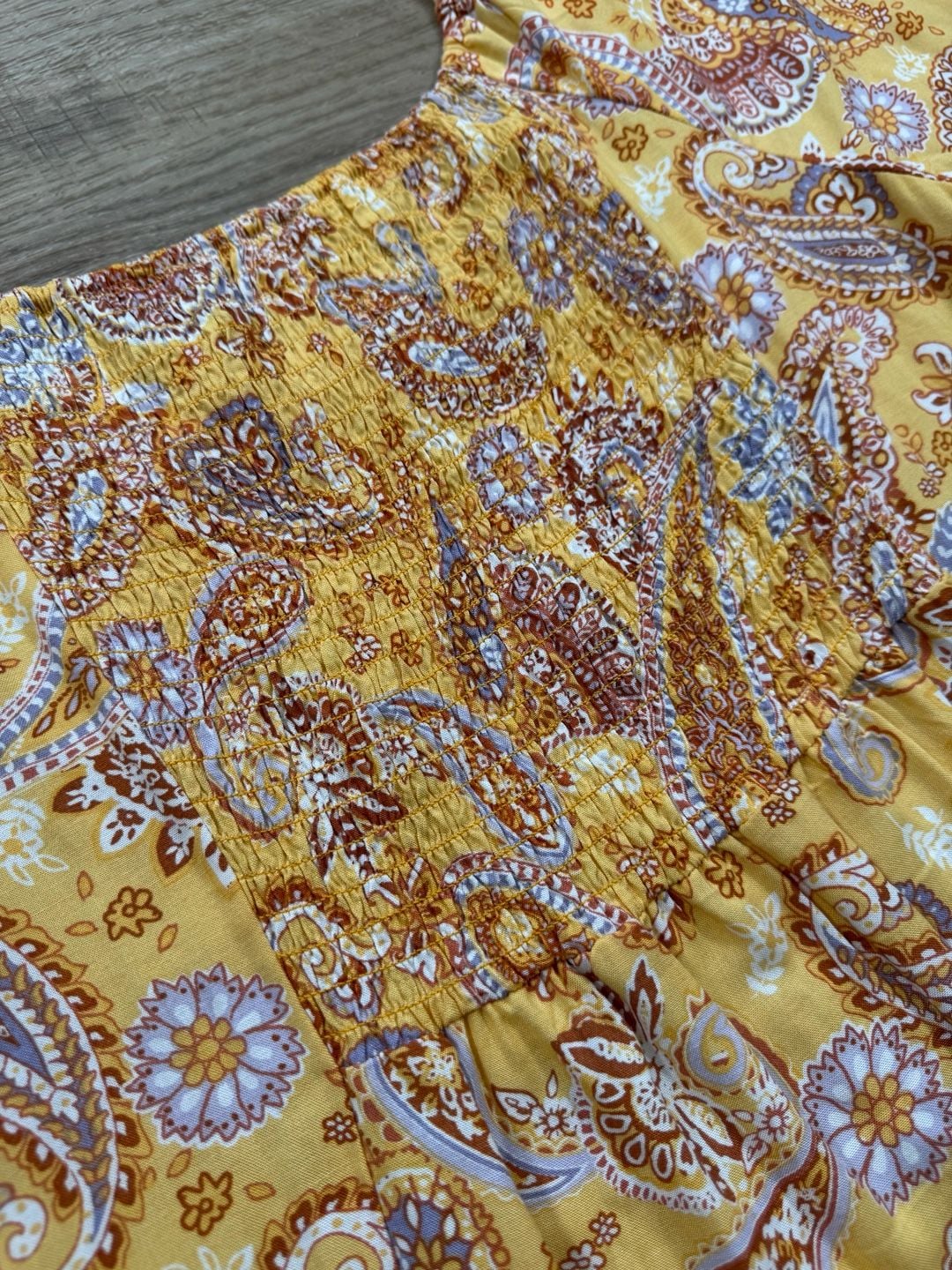 Indigo Rose Yellow Paisley Button-Front Boho Dress Size Large 14