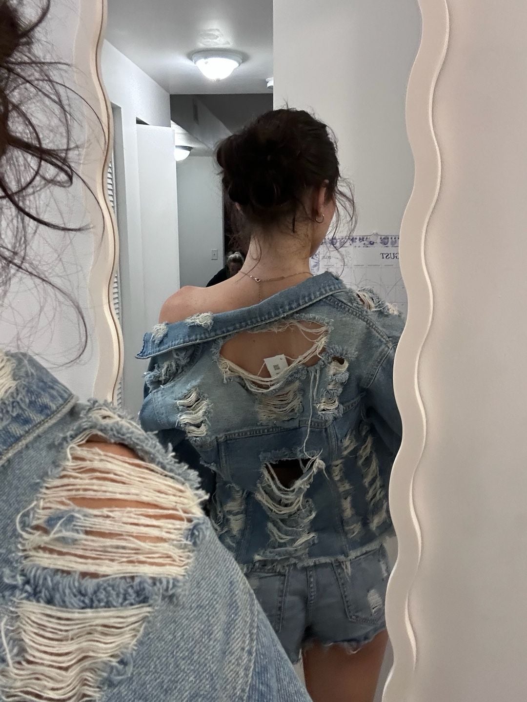 Women's Distressed Denim Jacket Size M 3