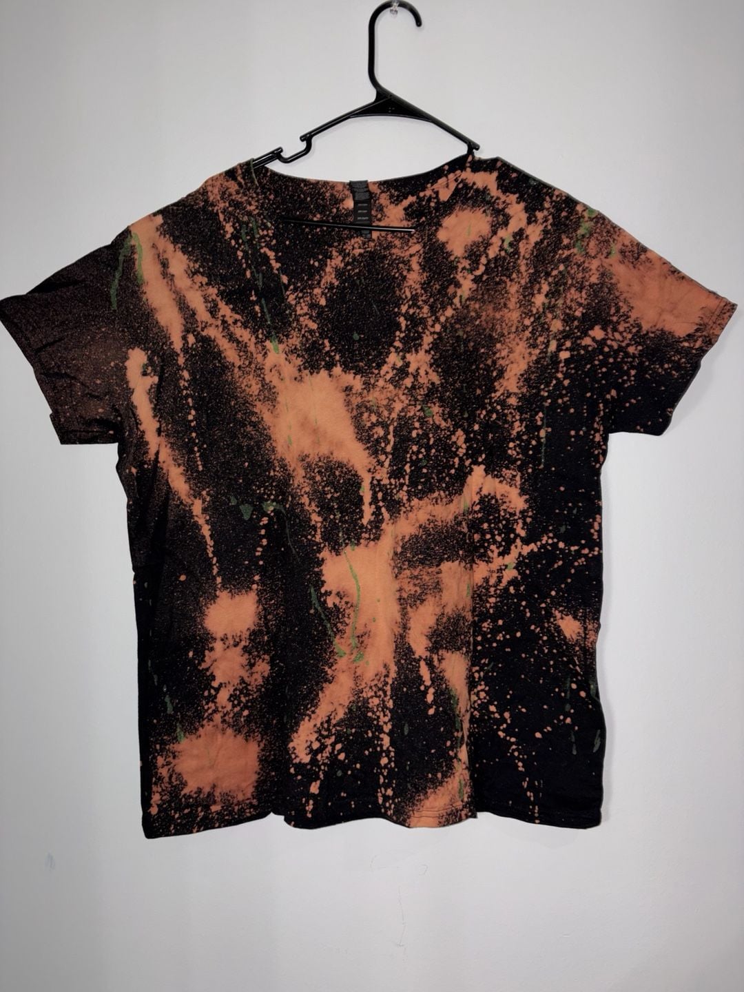 Anvil Lightweight Bleach Dye T-Shirt Black Orange Women's 2XL 2