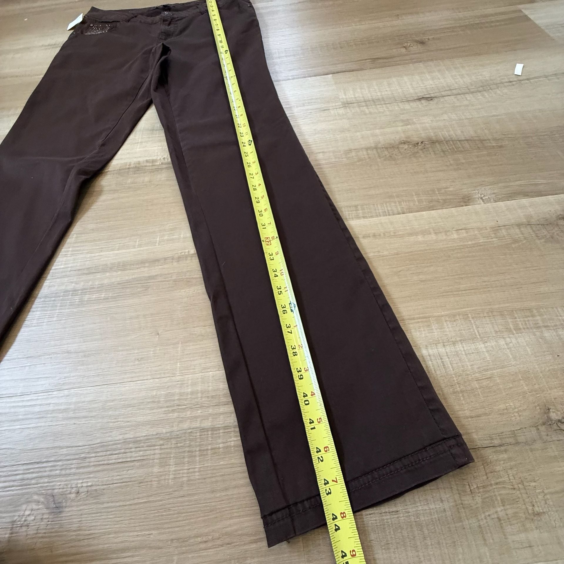 Y2K Cassidi Boutique Brown Embellished Rhinestone Jeans Size 42 5