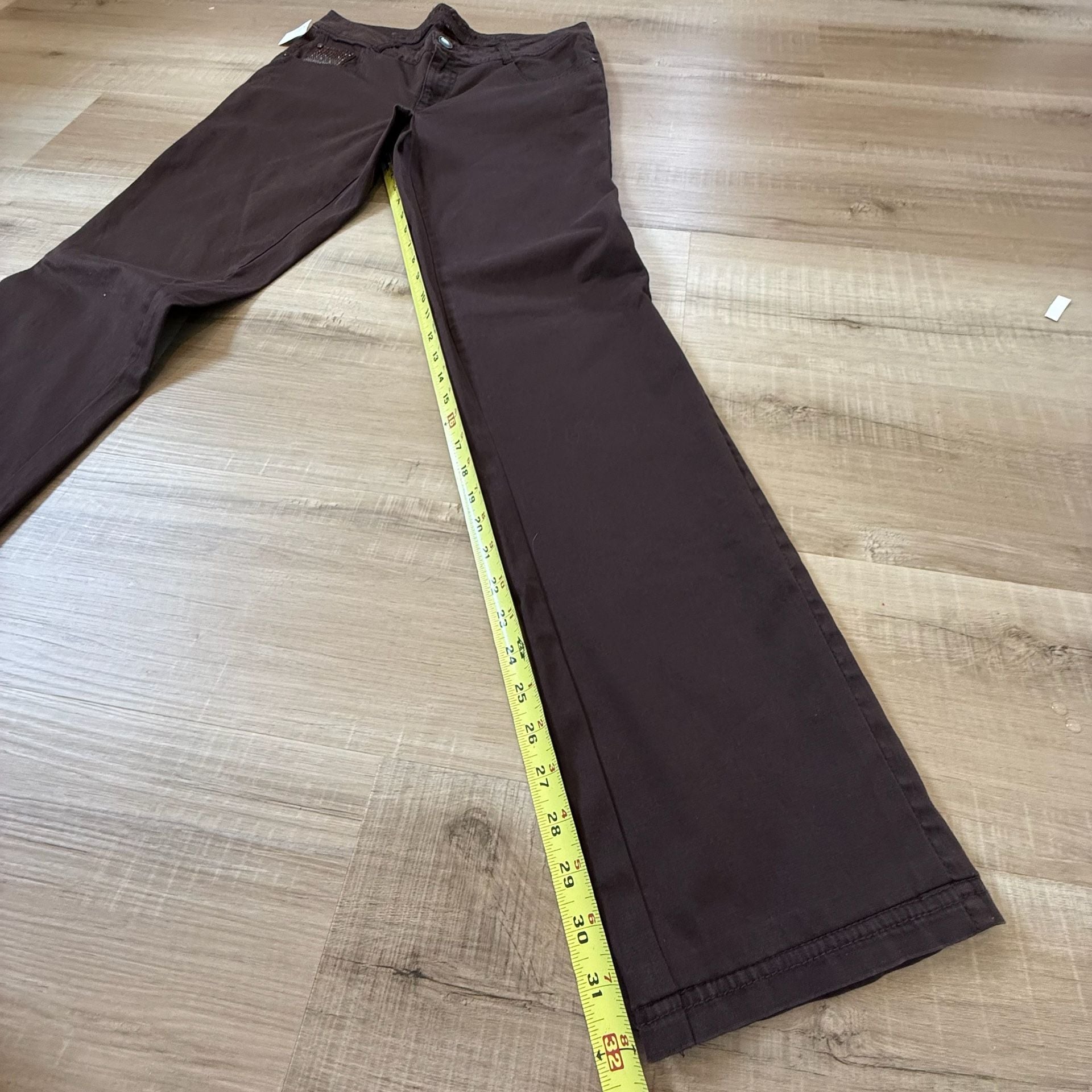 Y2K Cassidi Boutique Brown Embellished Rhinestone Jeans Size 42 6