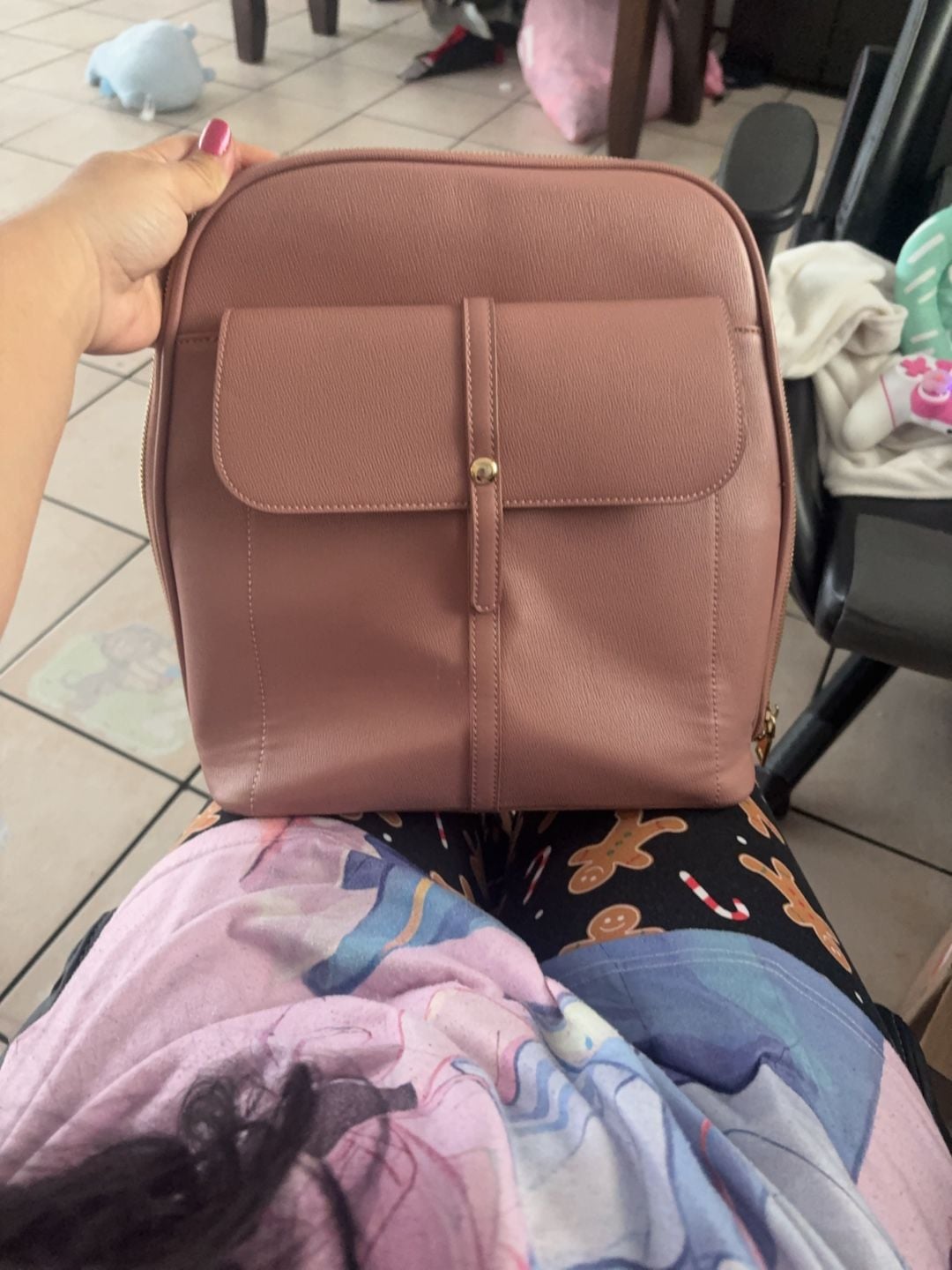 Miztique Dusty Rose Faux Leather Backpack 2