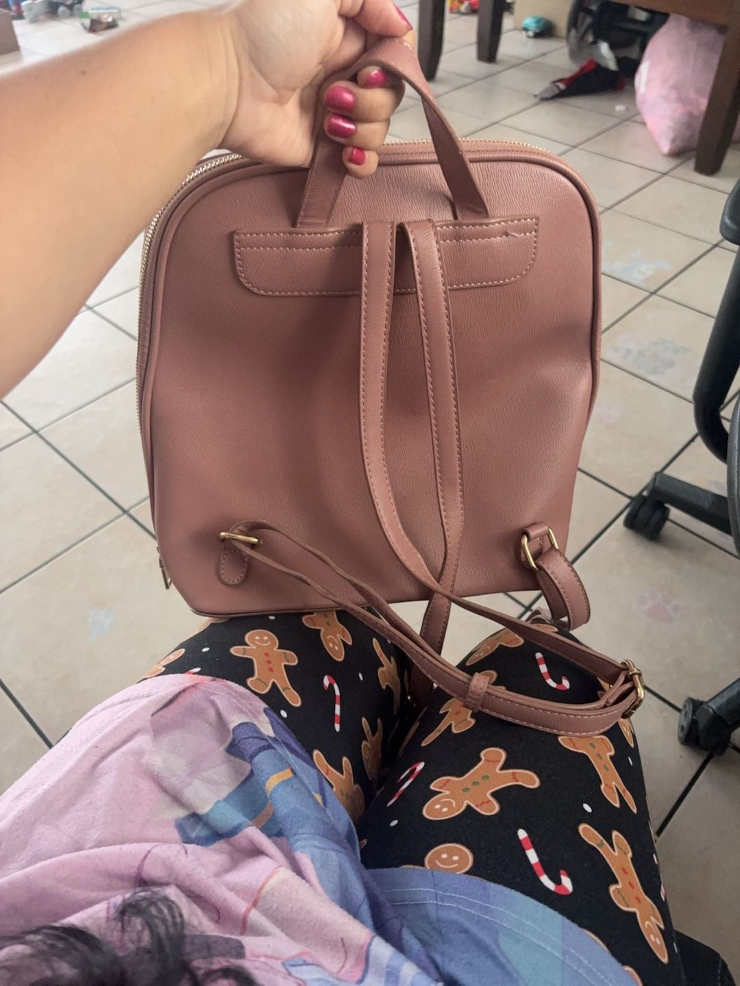 Miztique Dusty Rose Faux Leather Backpack 3