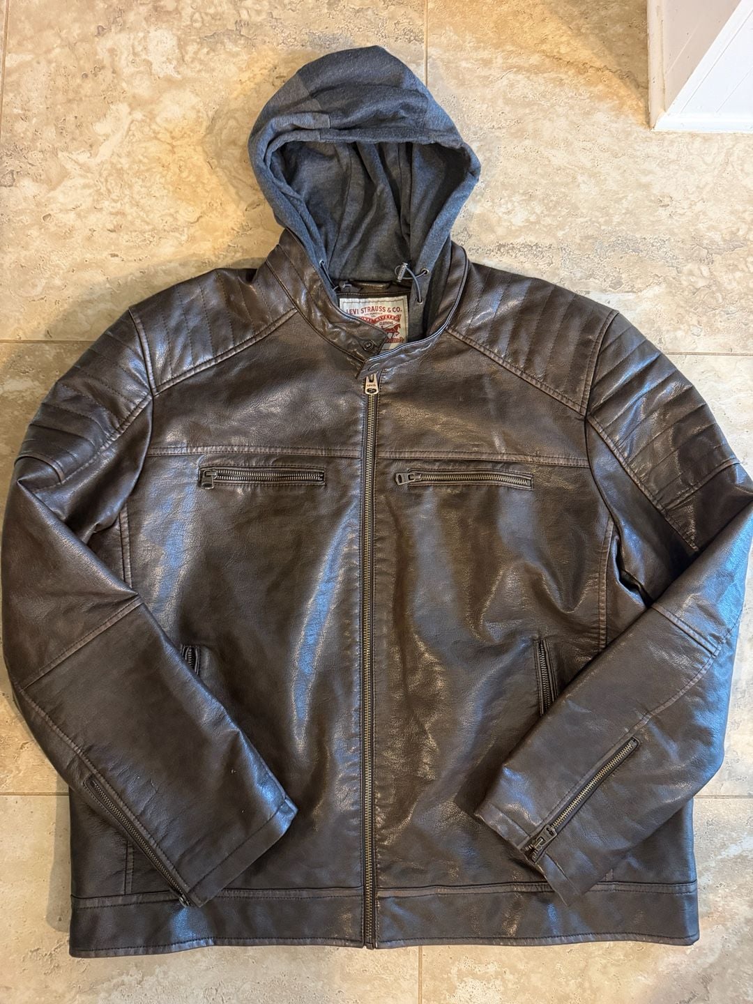Men's Levi's® Faux-Leather Hooded Racer Jacket 2