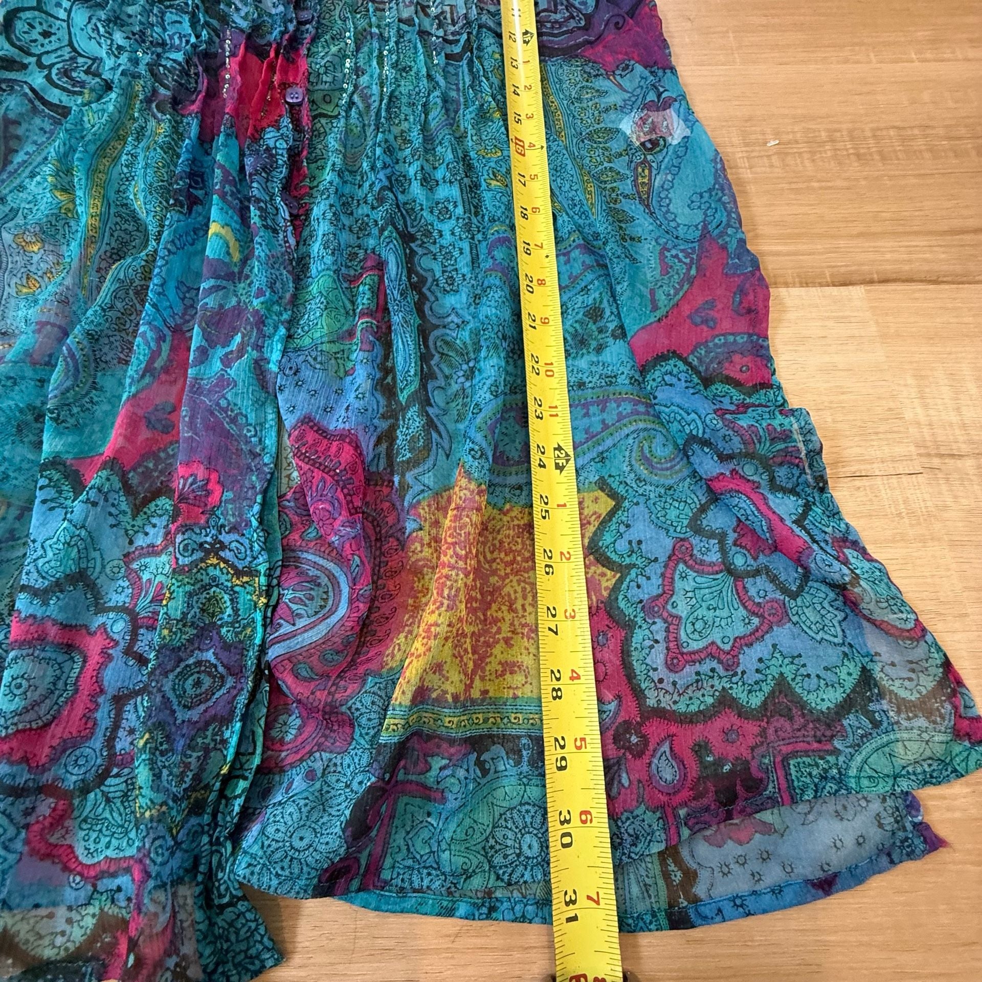 Lior Paris Size S Sheer Paisley Print Button-Down Tunic 3