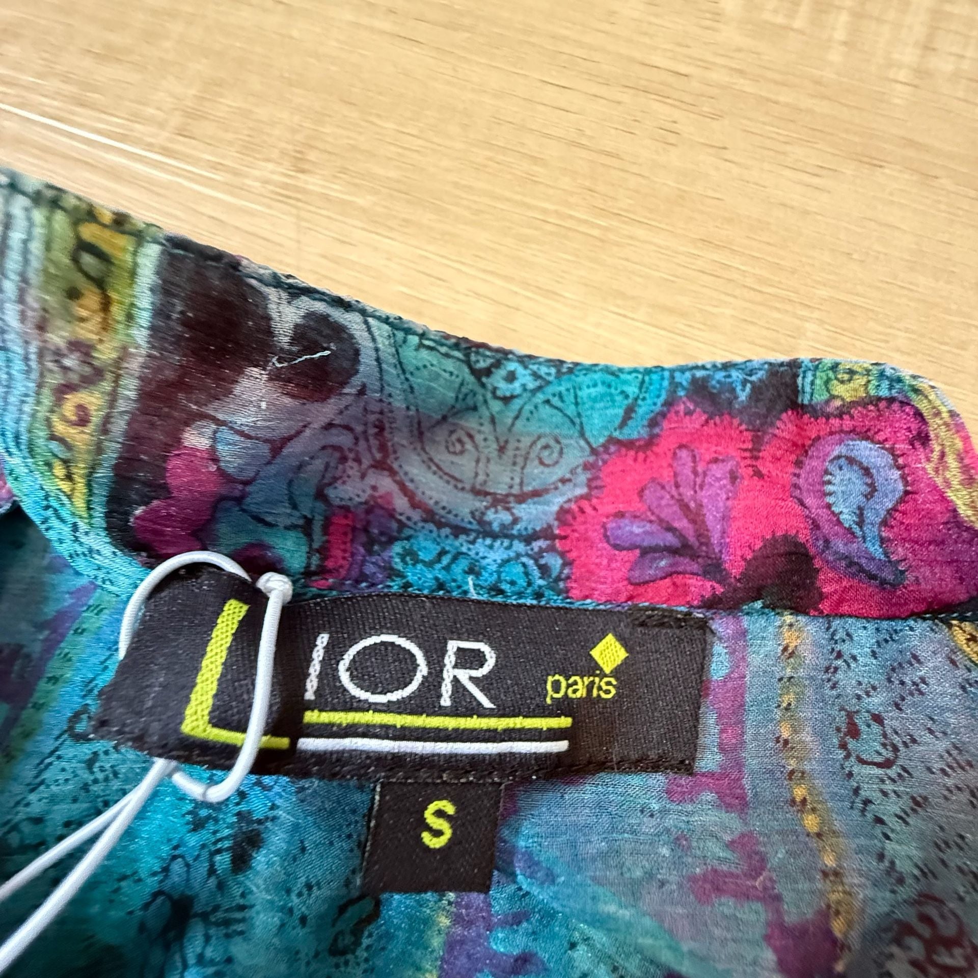 Lior Paris Size S Sheer Paisley Print Button-Down Tunic 6