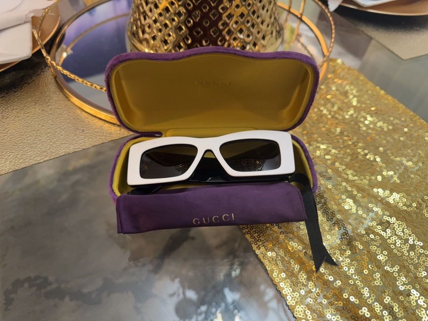 Gucci Rectangular Frame Sunglasses with Interlocking G Logo 2