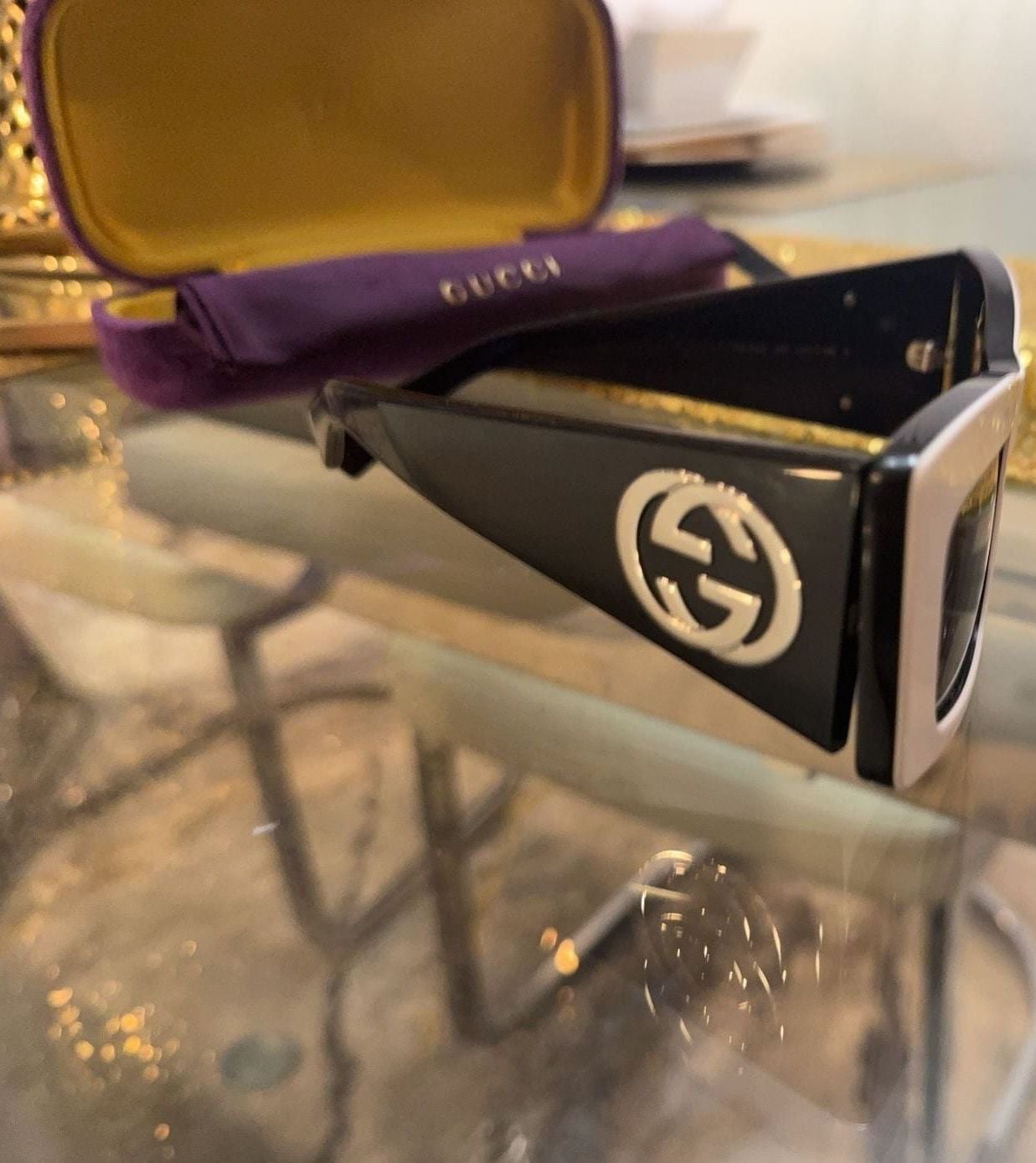 Gucci Rectangular Frame Sunglasses with Interlocking G Logo 4