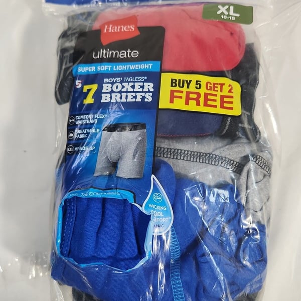 Hanes Ultimate Boys Tagless Boxer Briefs 7-Pack Size XL 16-18