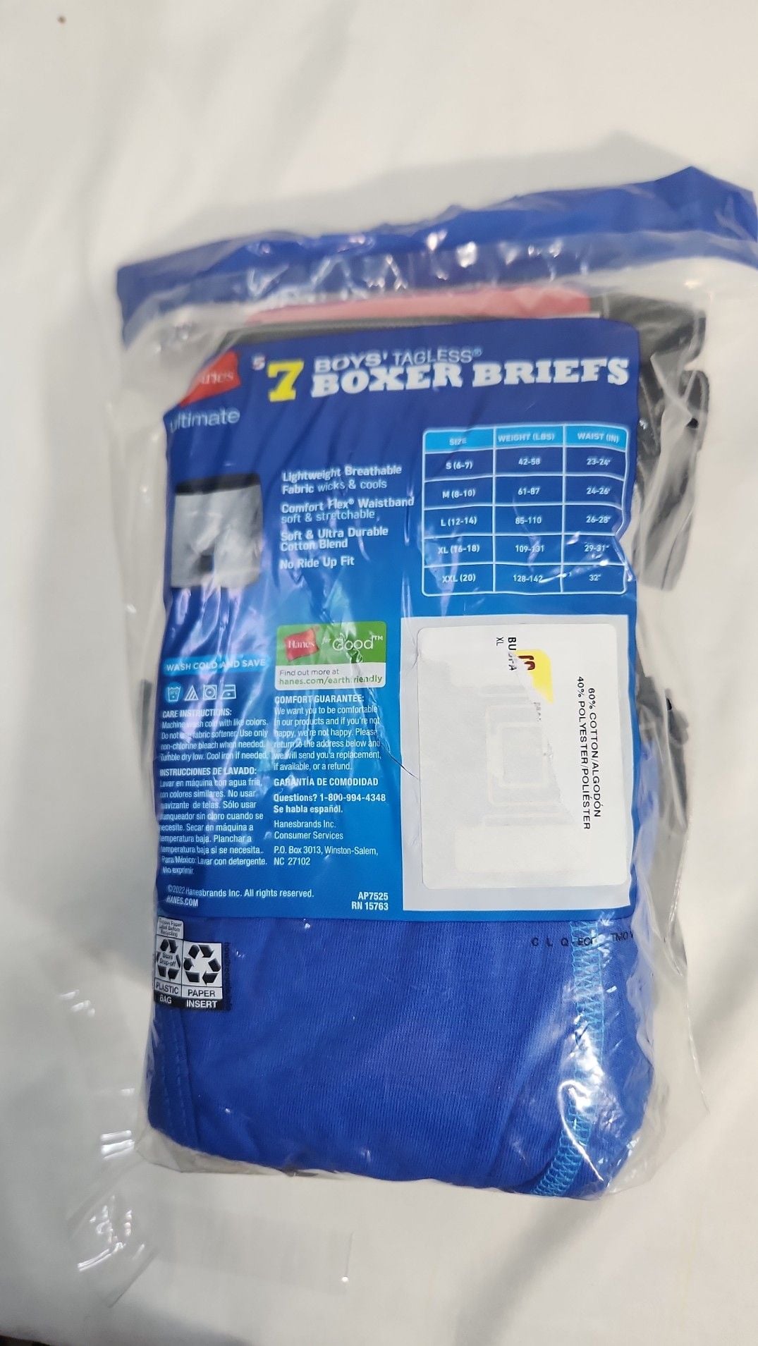 Hanes Ultimate Boys Tagless Boxer Briefs 7-Pack Size XL 16-18 2