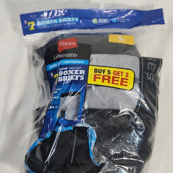 Hanes Ultimate Boys Tagless Boxer Briefs 6-Pack Size Large 12-14