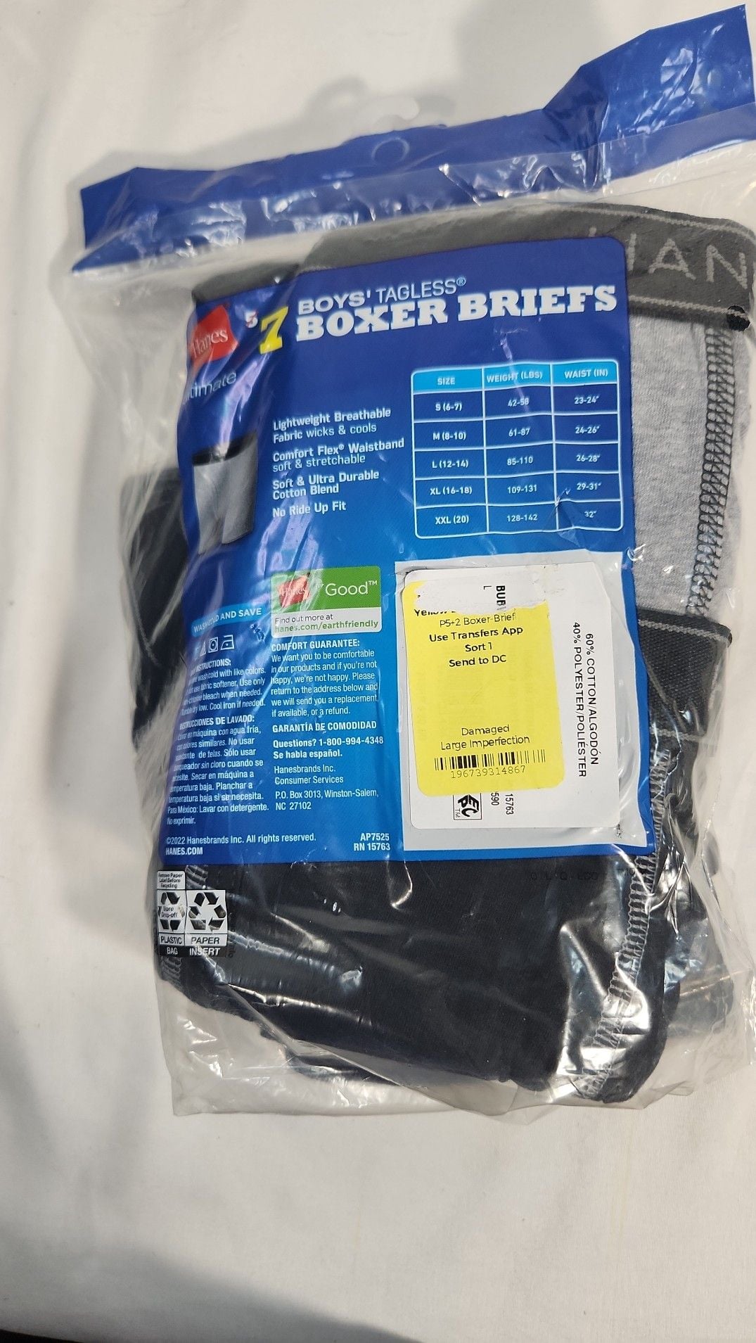 Hanes Ultimate Boys Tagless Boxer Briefs 6-Pack Size Large 12-14 3
