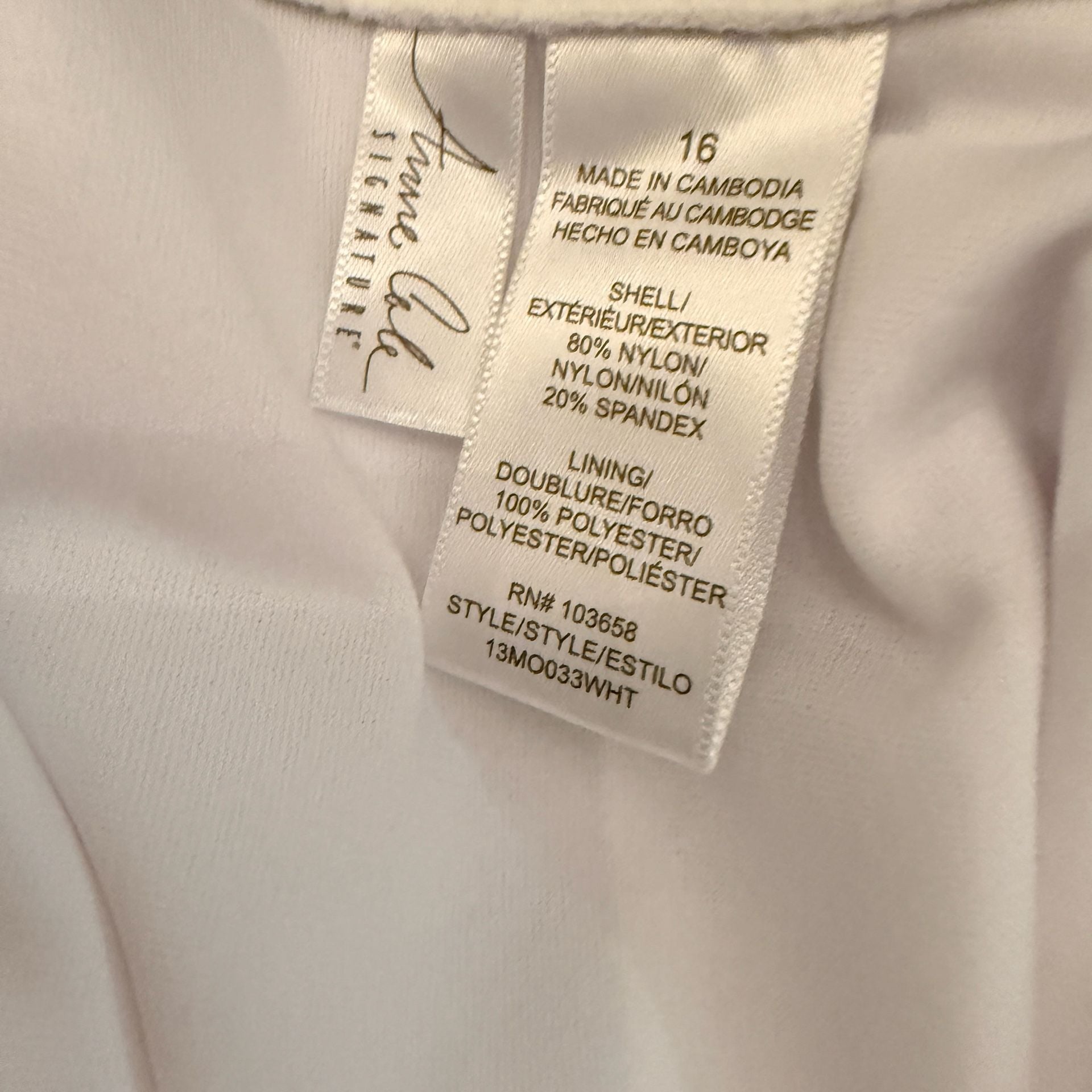 NWT Anne Cole Signature White One-Piece Swimsuit Size 16 5
