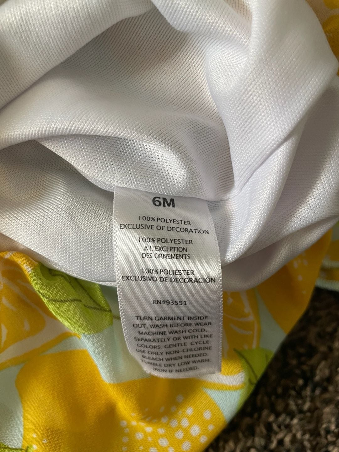Baby Summer Romper Lemon Print Flutter Sleeve Size 6 Months 6