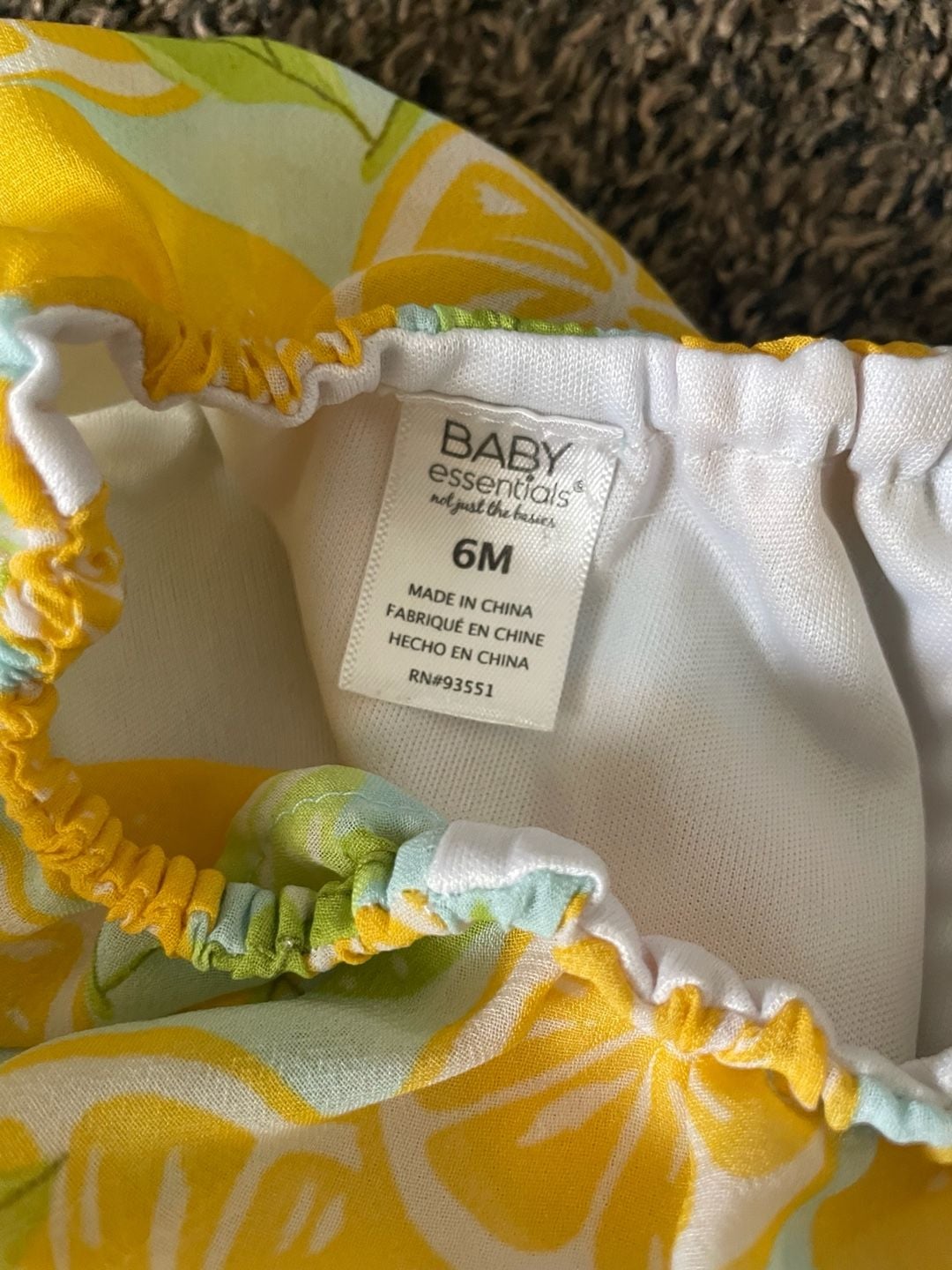 Baby Summer Romper Lemon Print Flutter Sleeve Size 6 Months 7