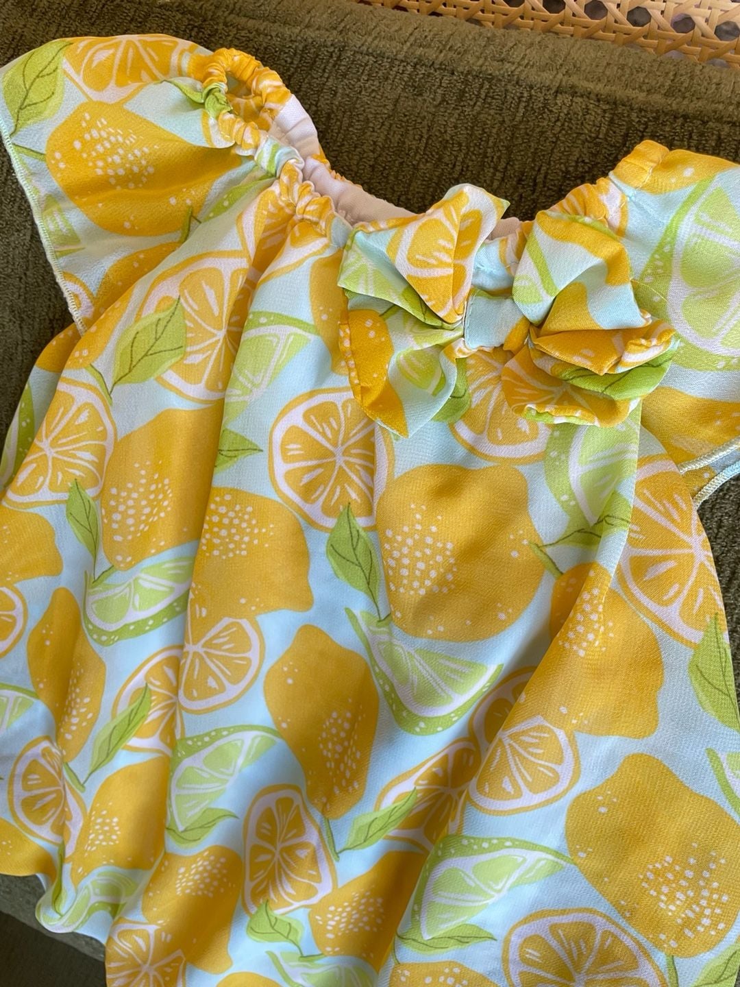 Baby Summer Romper Lemon Print Flutter Sleeve Size 6 Months 3