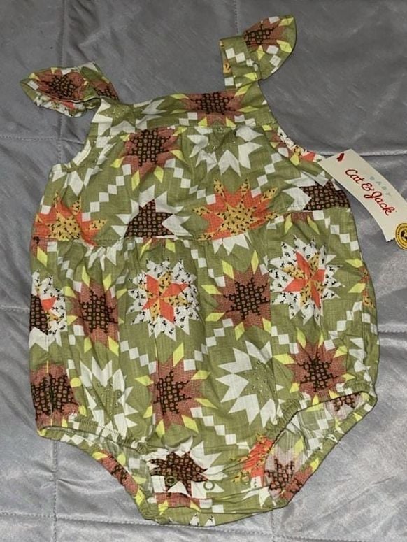Cat & Jack Baby Quilt Print Bubble Romper Size 6-9M 2