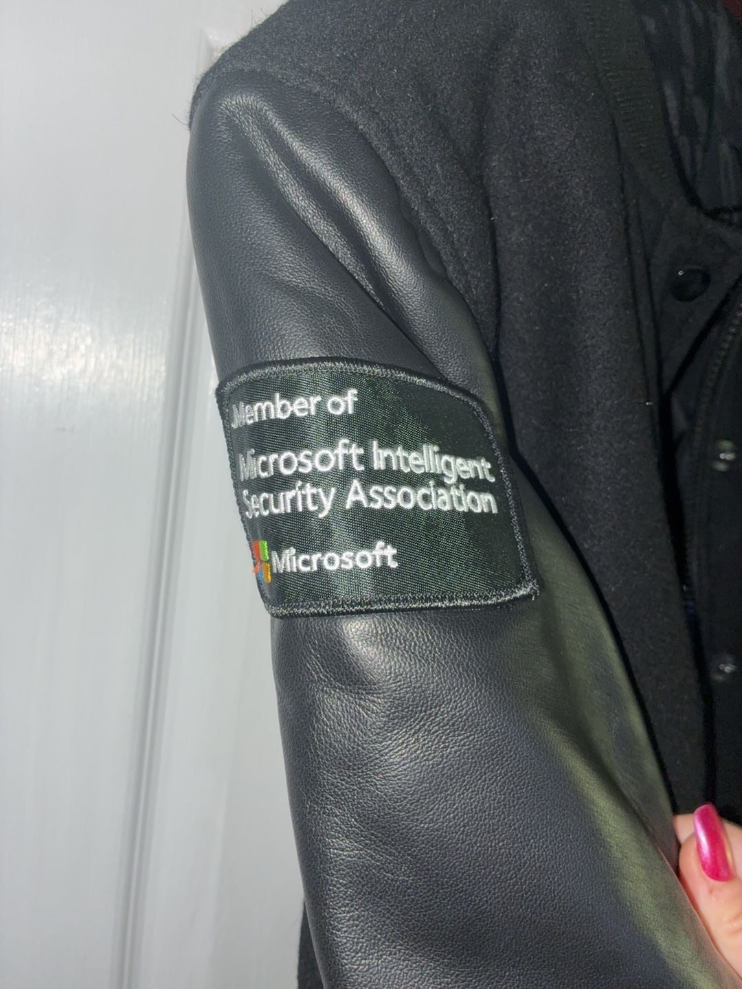 Burk's Bay Microsoft Security Wool and Leather Varsity Jacket Ladies Size S 7