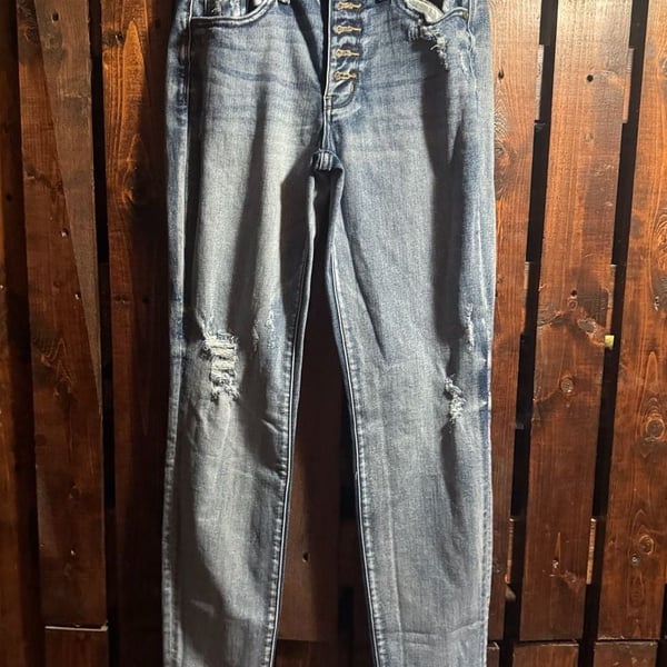 Judy Blue High Rise Button Fly Distressed Boyfriend Jeans Size 1/25
