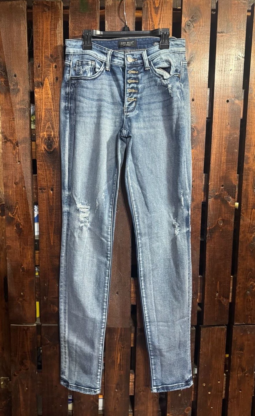 Judy Blue High Rise Button Fly Distressed Boyfriend Jeans Size 1/25 3