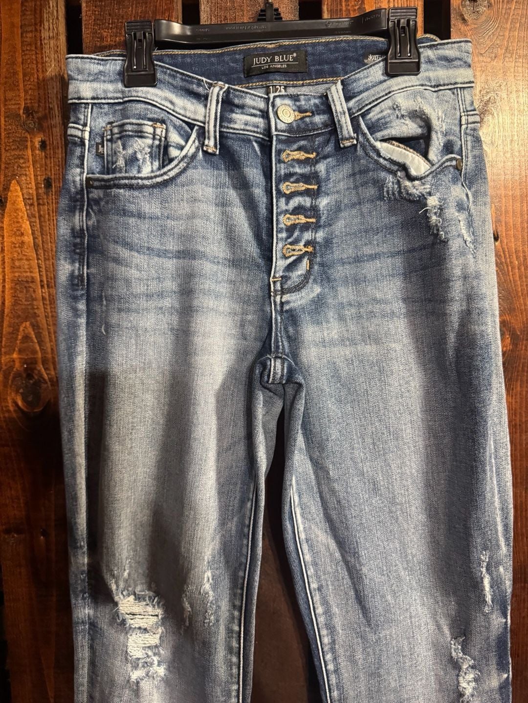 Judy Blue High Rise Button Fly Distressed Boyfriend Jeans Size 1/25 4