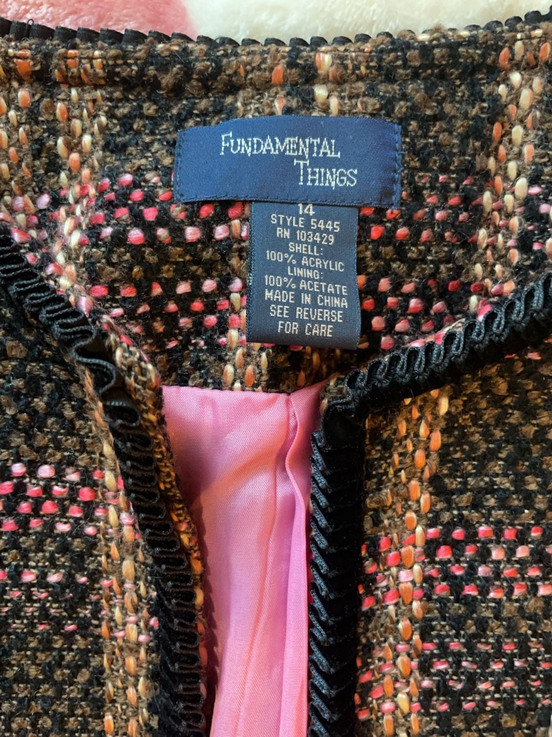 Fundamental Things Tweed Plaid Blazer Jacket Size 14 5