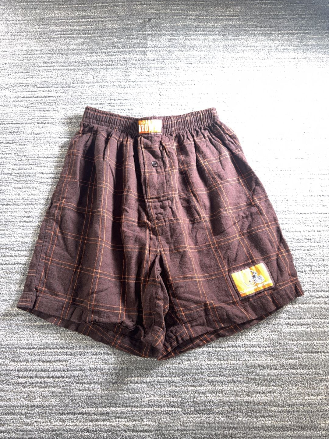 Cleveland Browns NFL Plaid Flannel Boxer Shorts Size Small 1