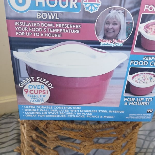6 Hour Bowl Insulated Serving Bowl with Locking Lid 9 Cup Capacity