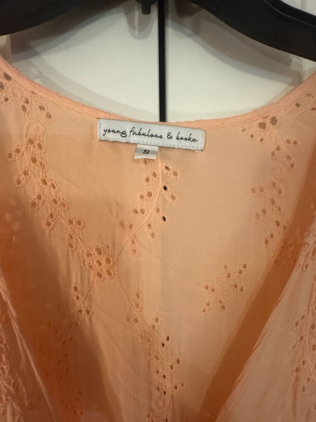 Young Fabulous & Broke Peach Eyelet Tie-Front Cover-Up Dress Size S 7