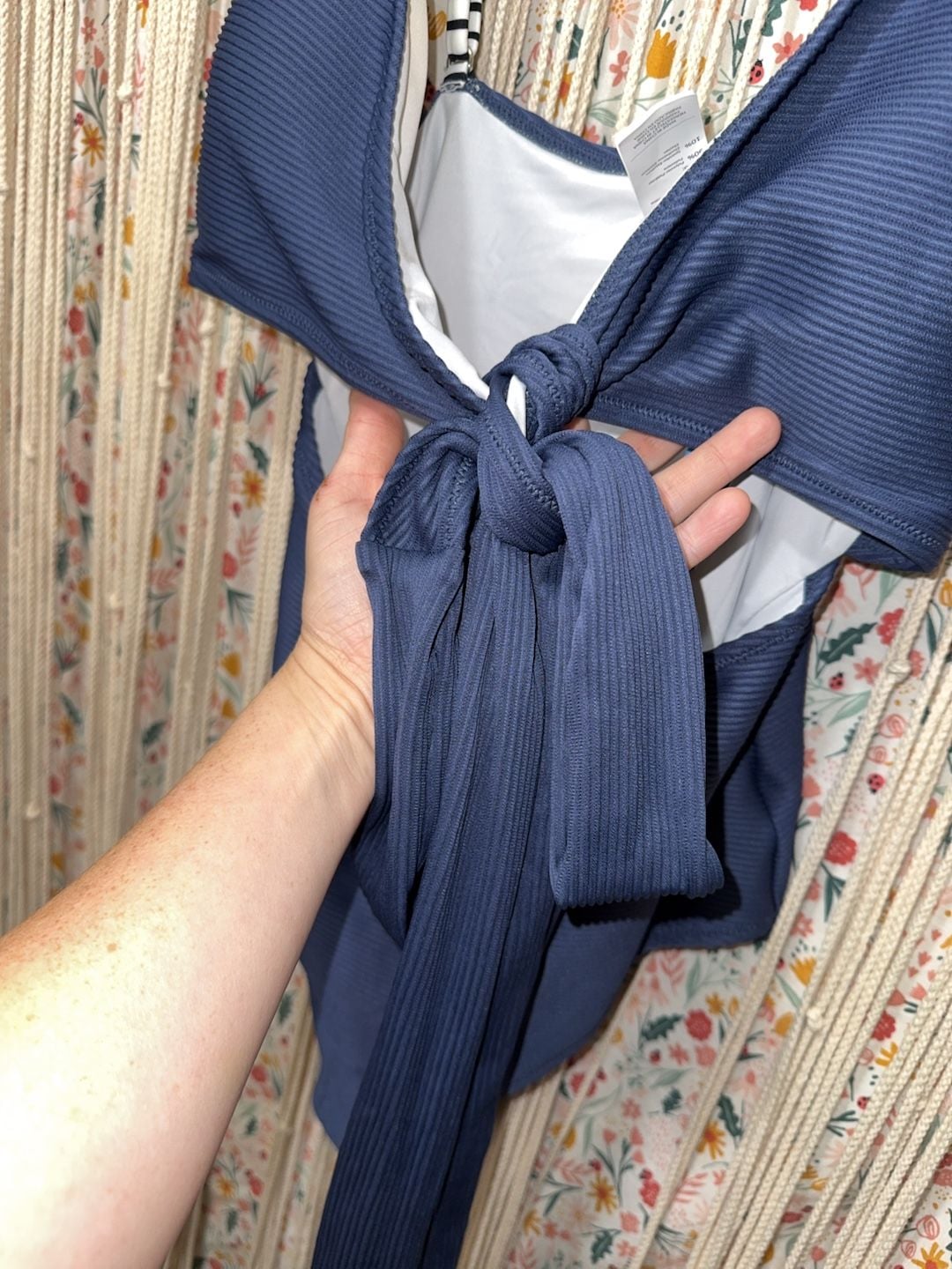 CUPSHE Navy Ribbed Tie-Front One-Piece Swimsuit Size XL 5