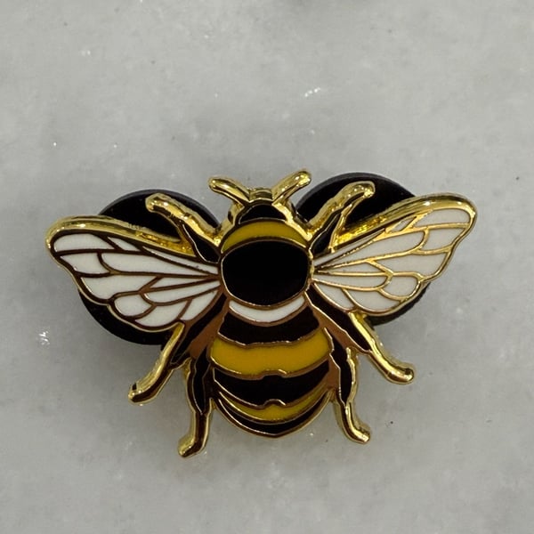 Bumble Bee Hard Enamel Lapel Pin Gold Black White Fantasy Pin Brooch