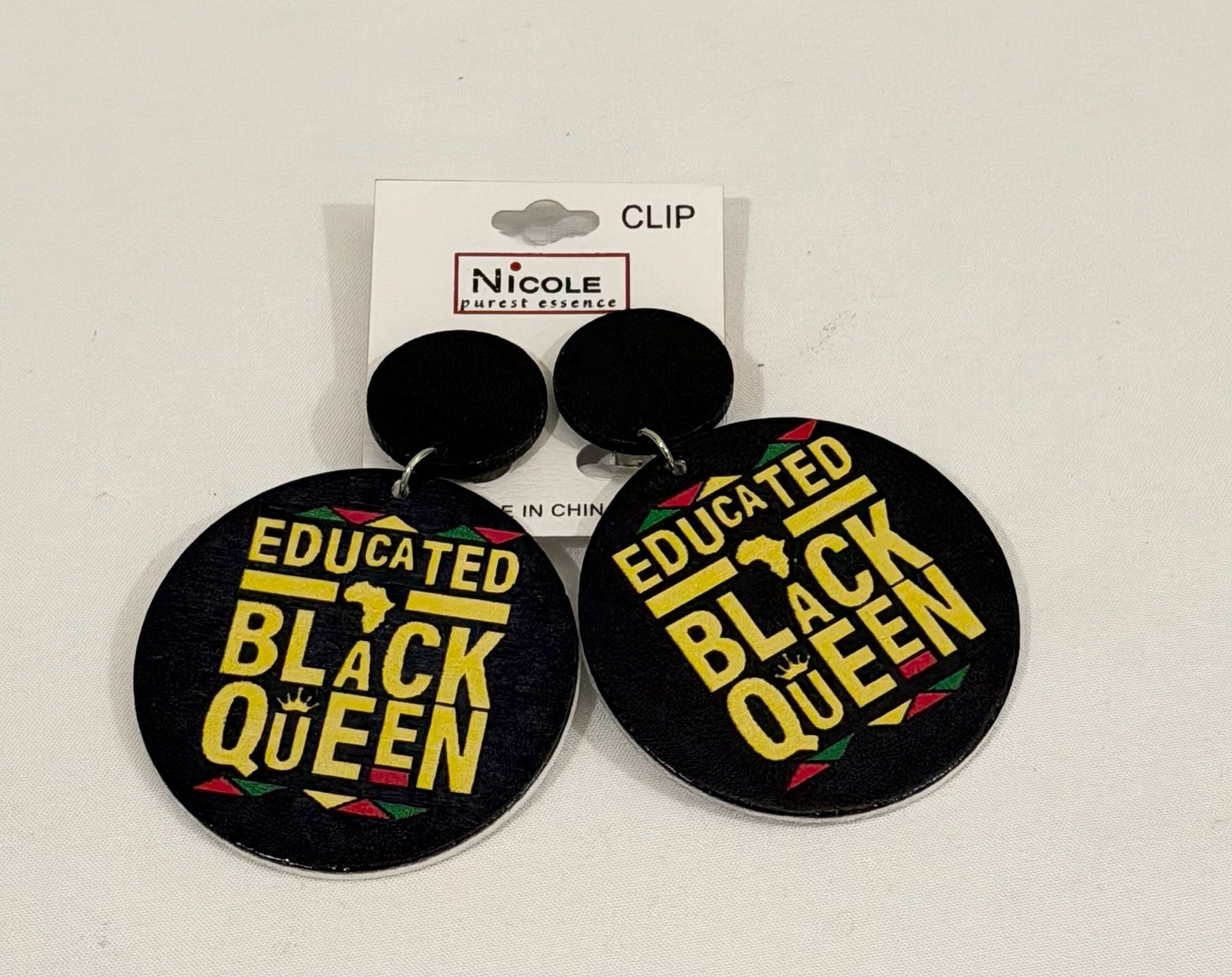 Nicole Purest Essence Educated Black Queen Clip-On Earrings 2