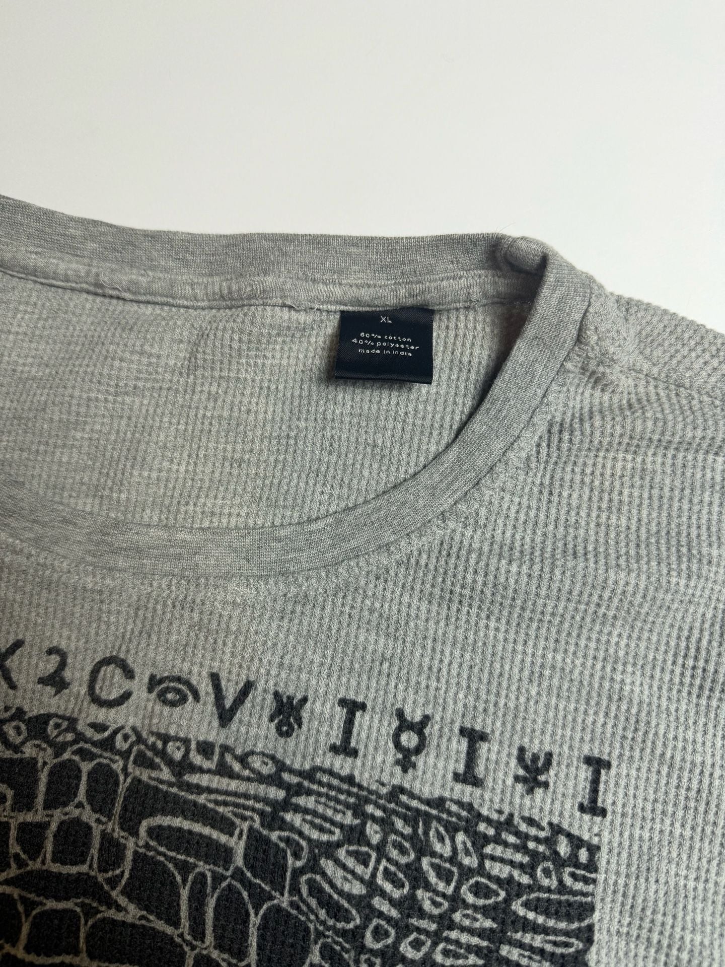 Sean John Men's XL Gray Waffle Knit Graphic Long Sleeve Shirt 4