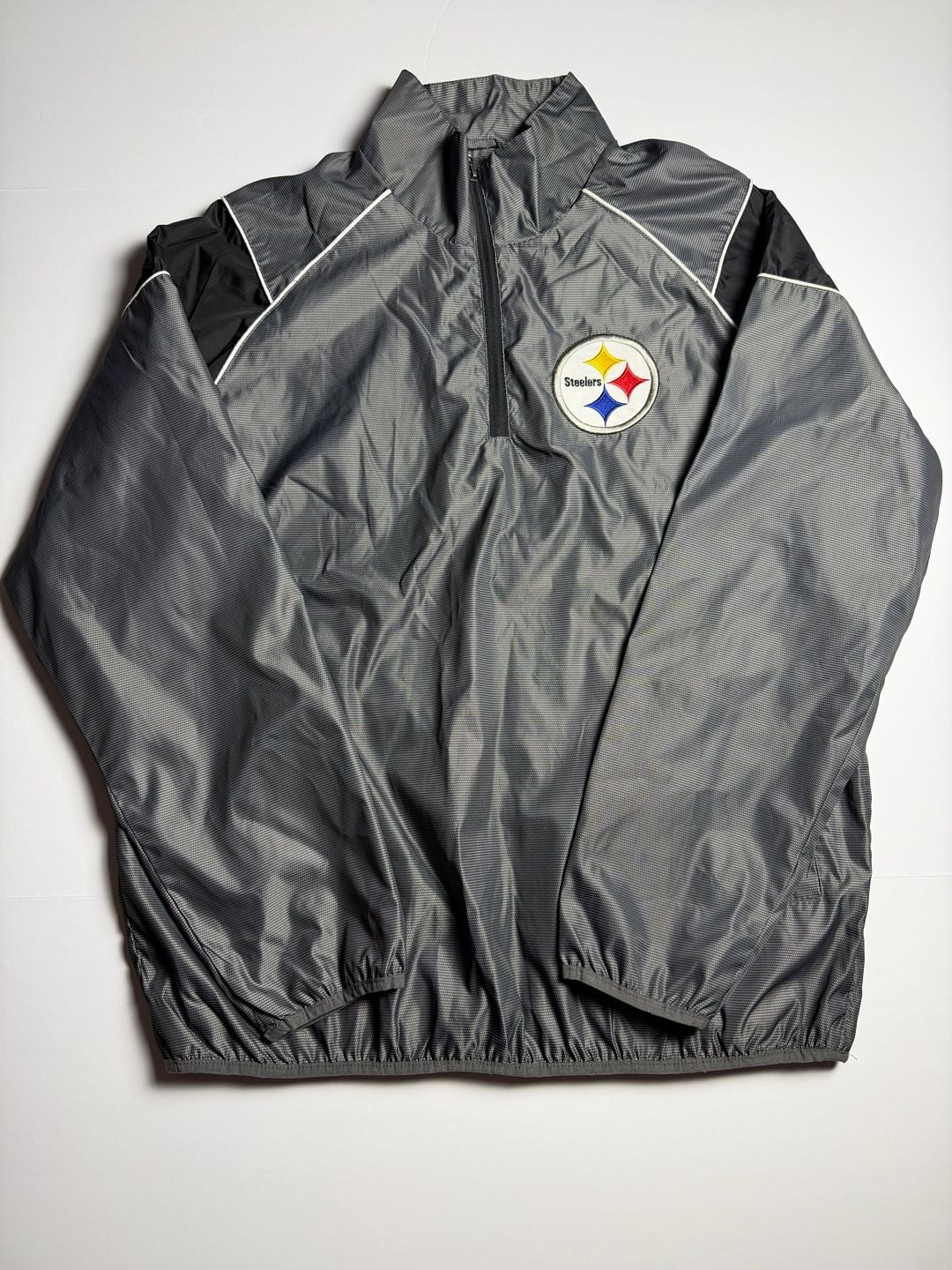 NFL Pittsburgh Steelers Quarter Zip Windbreaker Jacket Gray Size XL 2