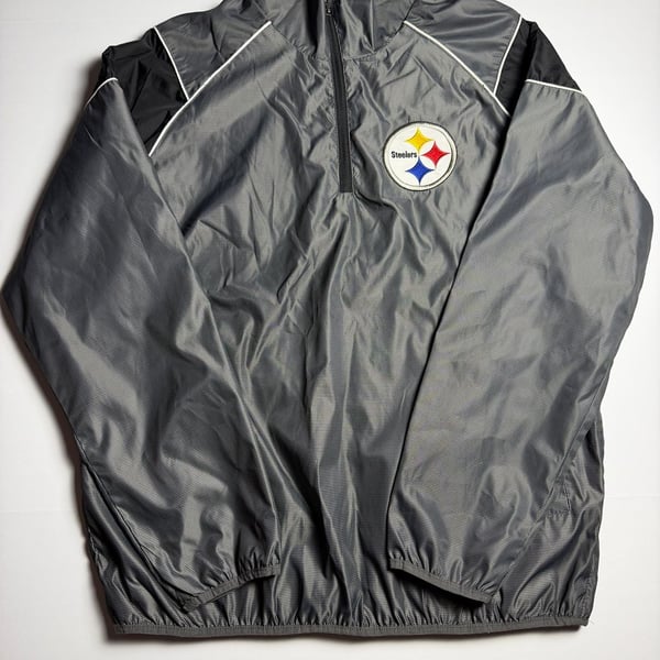 NFL Pittsburgh Steelers Quarter Zip Windbreaker Jacket Gray Size XL