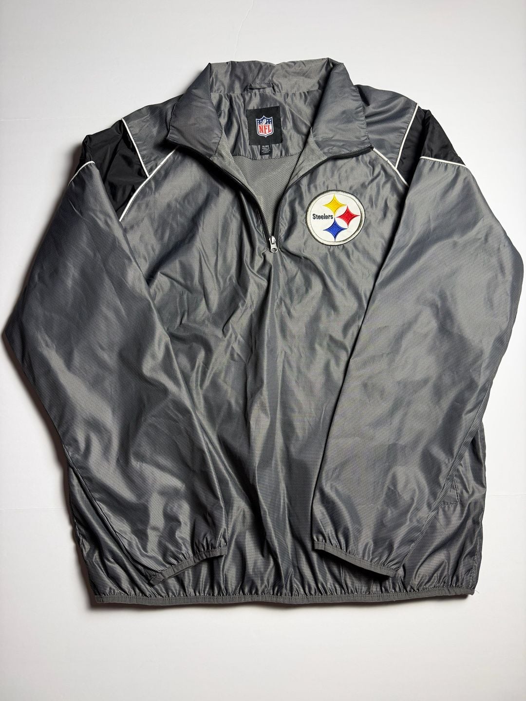 NFL Pittsburgh Steelers Quarter Zip Windbreaker Jacket Gray Size XL 3