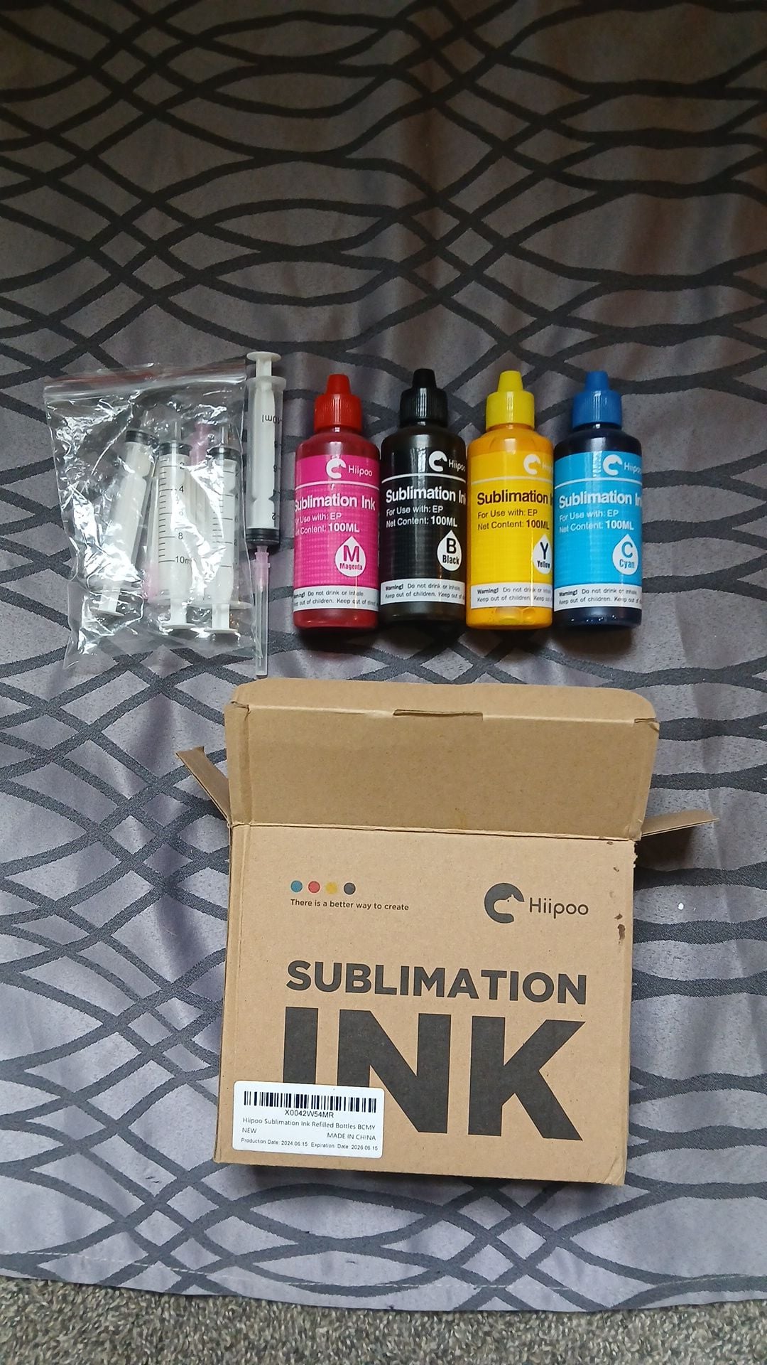 Hiipoo Sublimation Ink Refill Bottles BCMY 100ML Set with Syringes 2